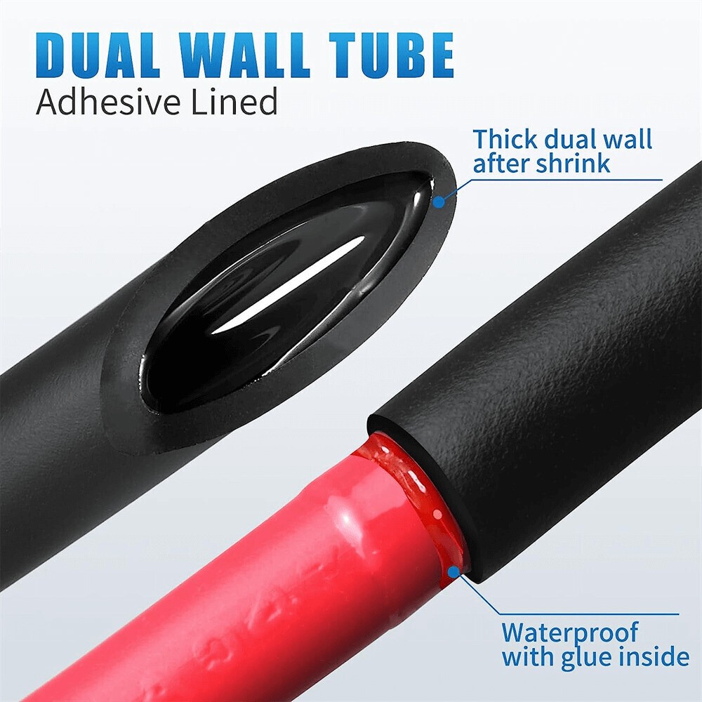 25pcs Black Dual Wall Adhesive Lined 3:1 Heat Shrink Tubing, Φ3/16″, 6″ Long