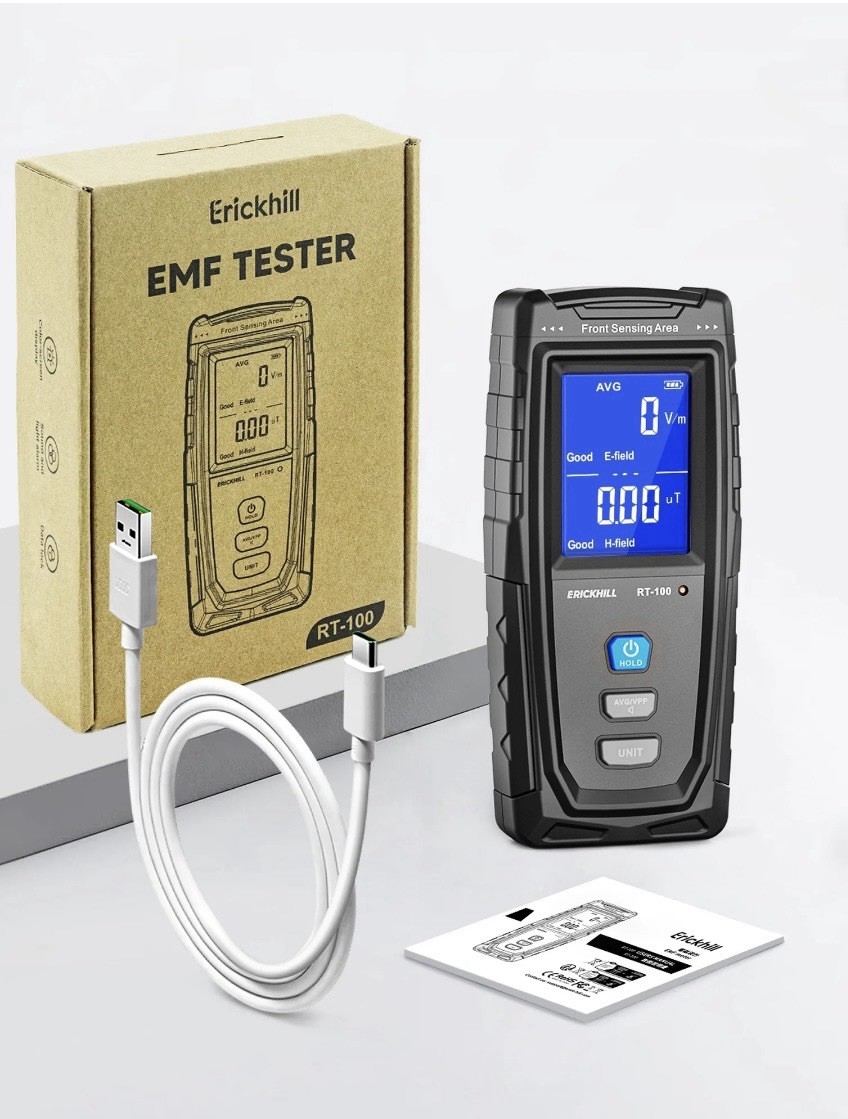 RT-100 EMF Meter Triple Axis Electric & Magnetic Field 4uT/40mG