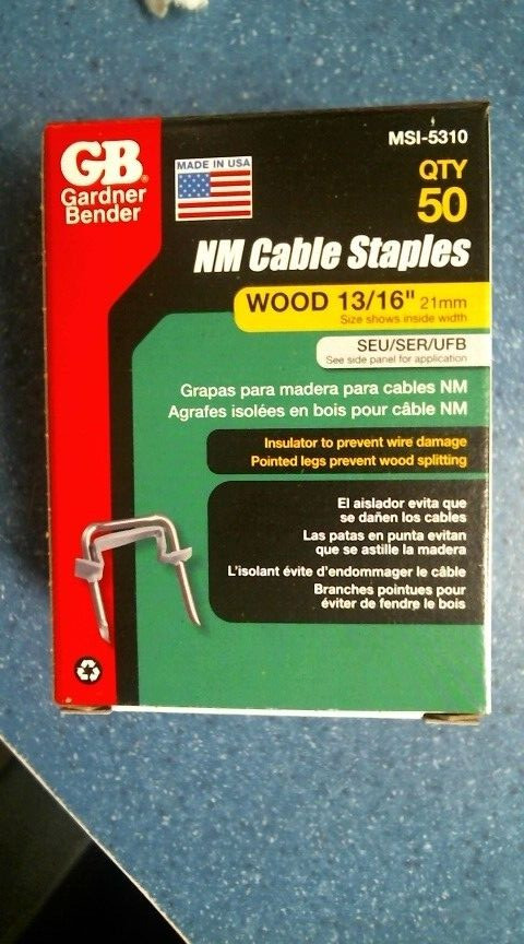 Gardner Bender MSI-5310, 13/16″ NM Cable Staples, Qty. 50, FREE SHIPPING