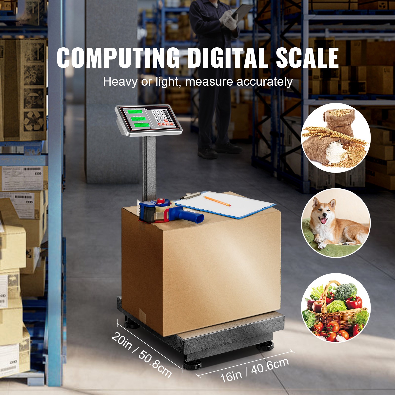 Uimoso 660 lbs / 0.1 Digital Floor Platform Scale for Shipping and Postal Use