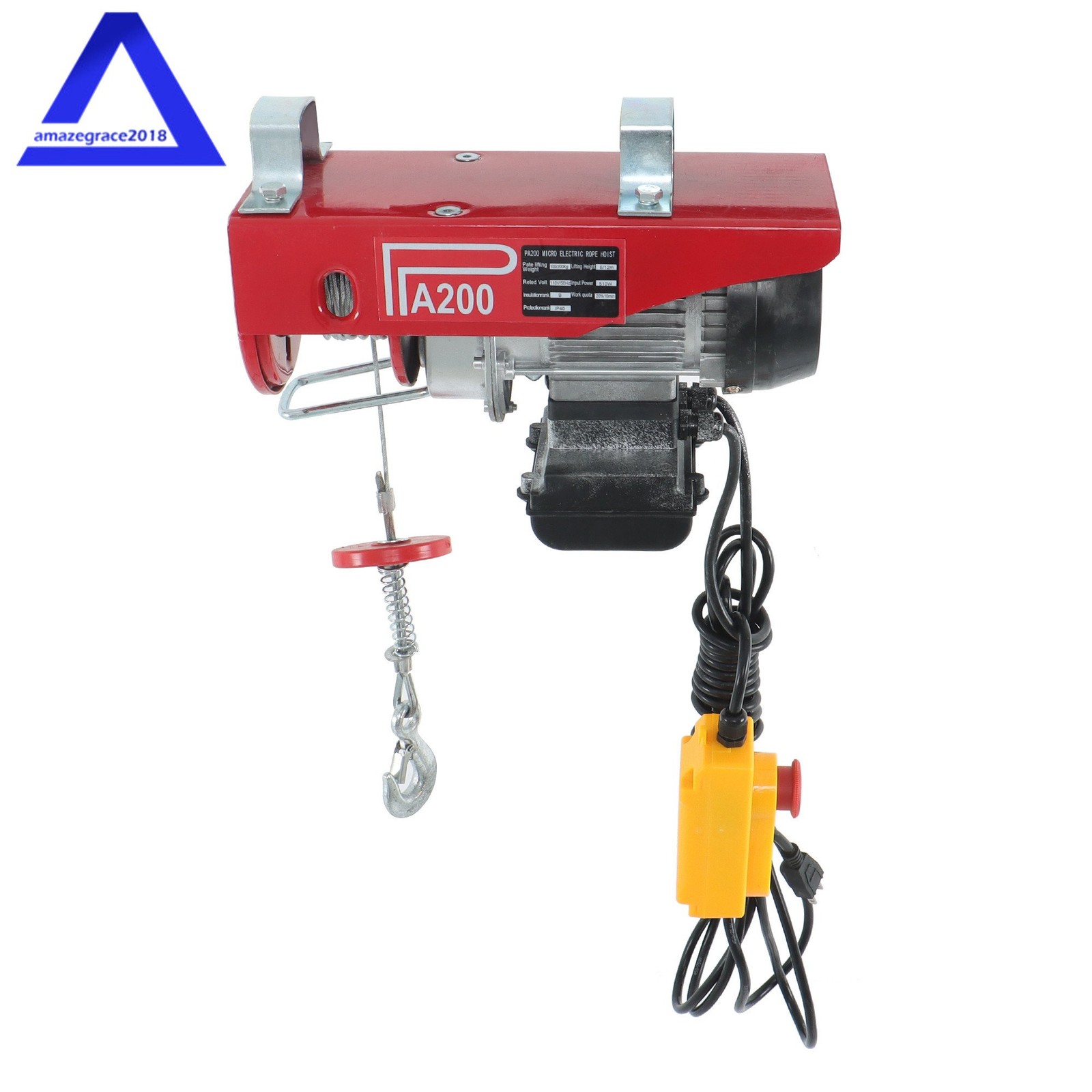 PA200 440lbs Electric Hoist with 14 FT Wired Remote Control 110V 510W Motor