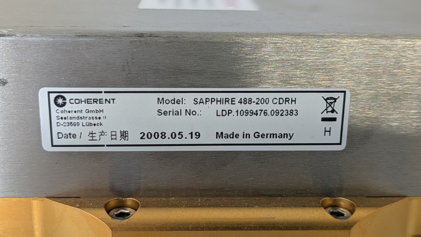Coherent Sapphire 488-200 CDRH Laser System w/ Controller, Cables & Key – Power