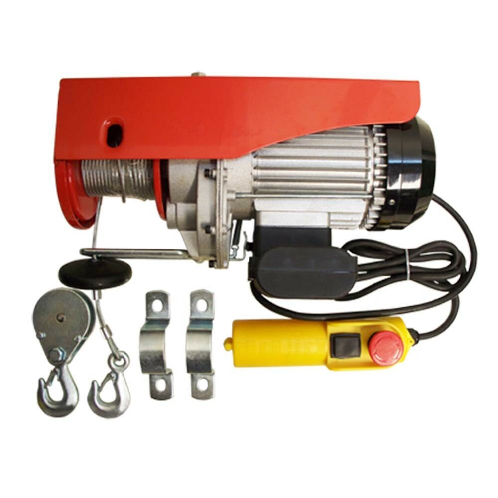 980W Electric Wire Rope Cable Hoist Lift Pulley 450Lb / 900Lb
