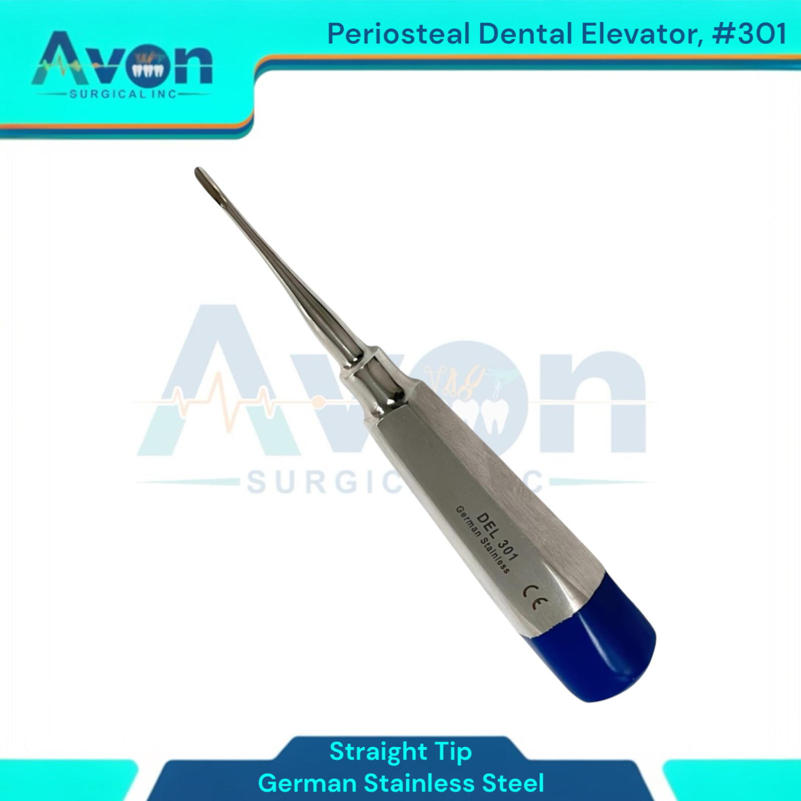 No. 301 Dental Tooth Extraction Gouge Tip Elevator Pick, Blue Color-Coded, (1pc)