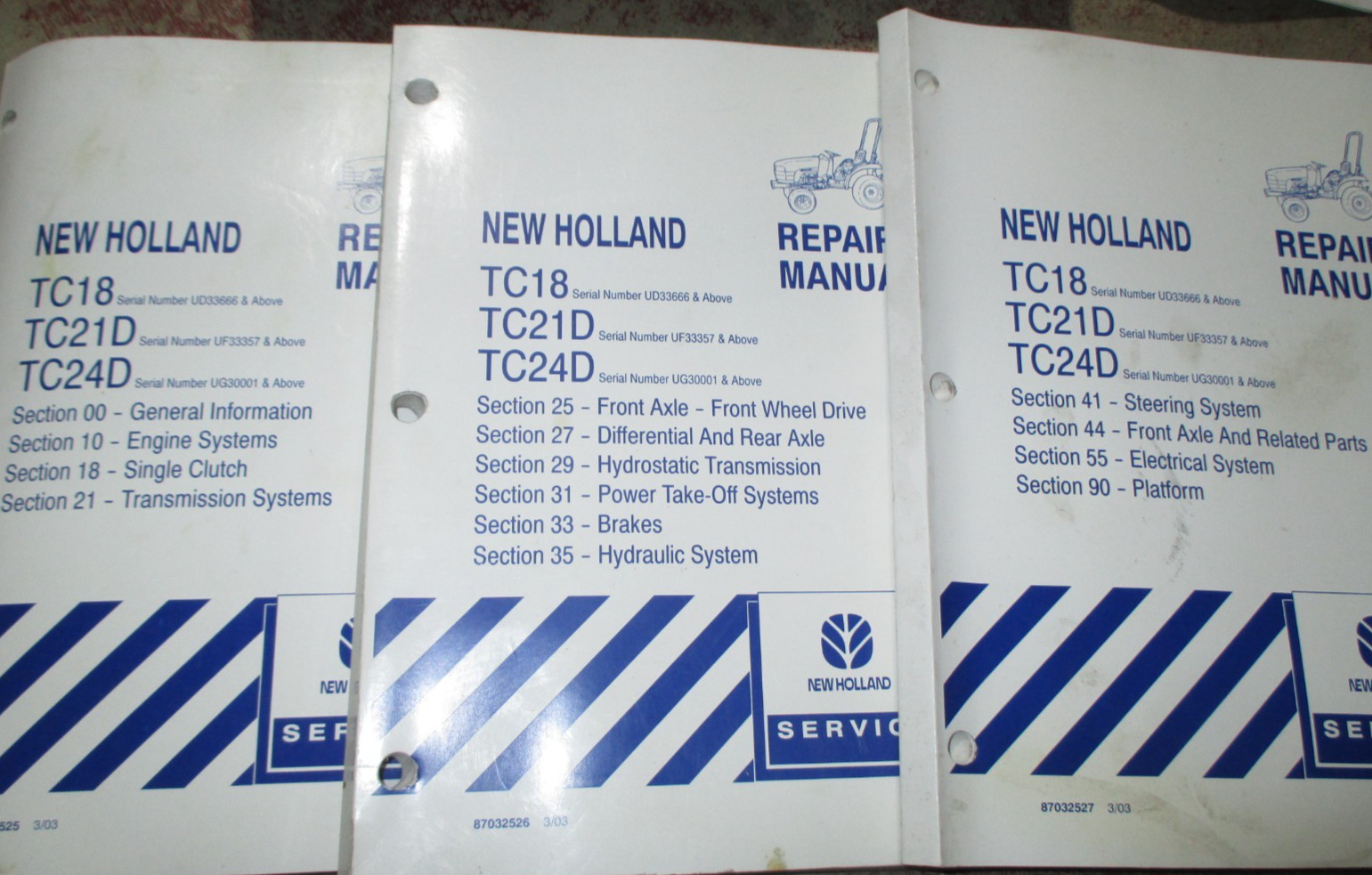 New Holland TC18 TC21D TC24D Tractor Service Shop Repair Manual 3-03 ORIGINAL!
