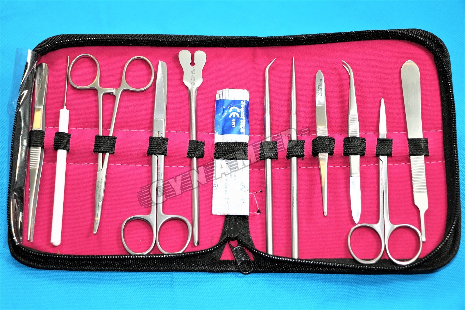GERMAN DISSECTING KIT OF 12 PCS, SCISSORS, FORCEPS, PROBE, BLADES, NEEDLE ETC