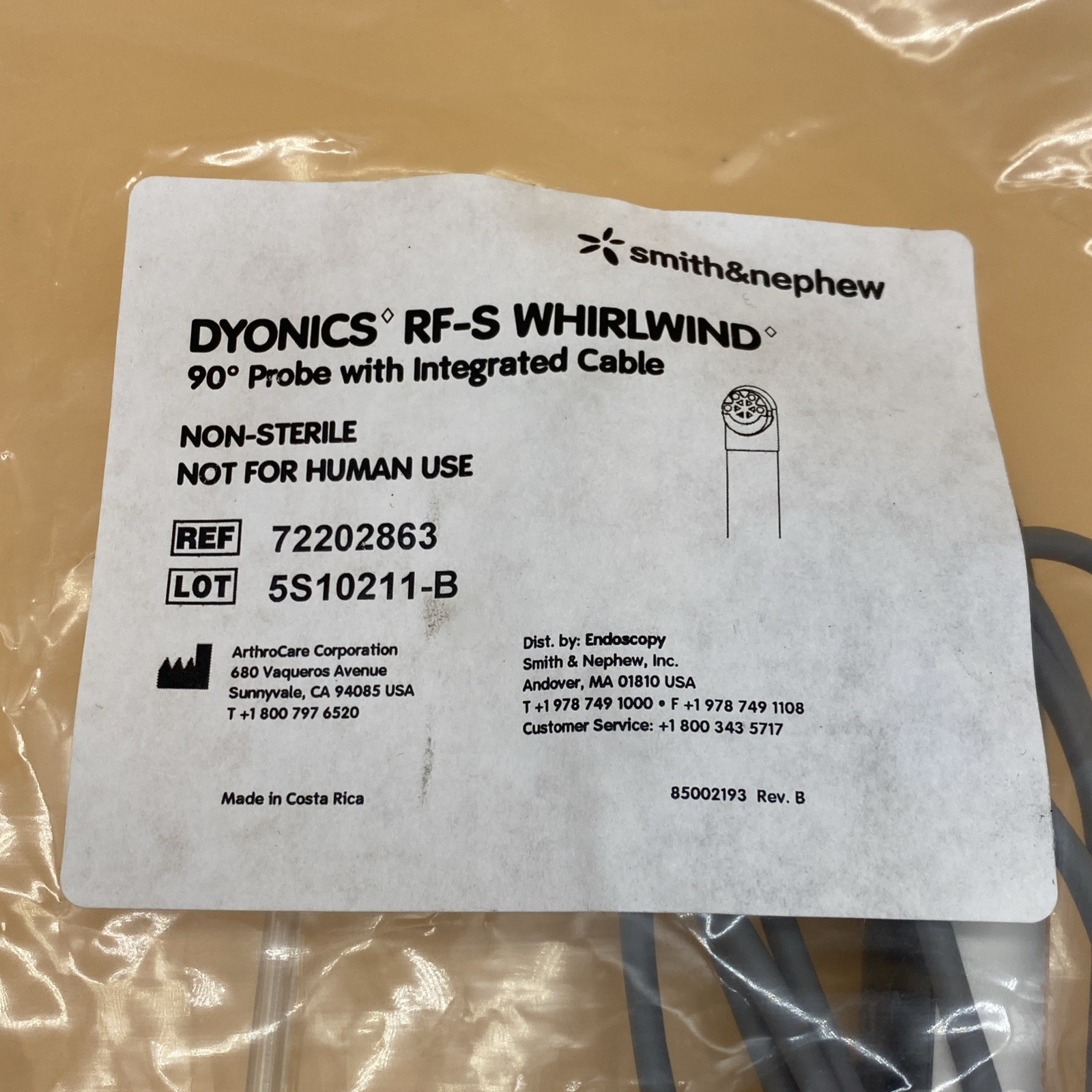 Smith & Nephew Dyonics RF-S Whirlwind 90 * Probe w Integrated Cable 72202863