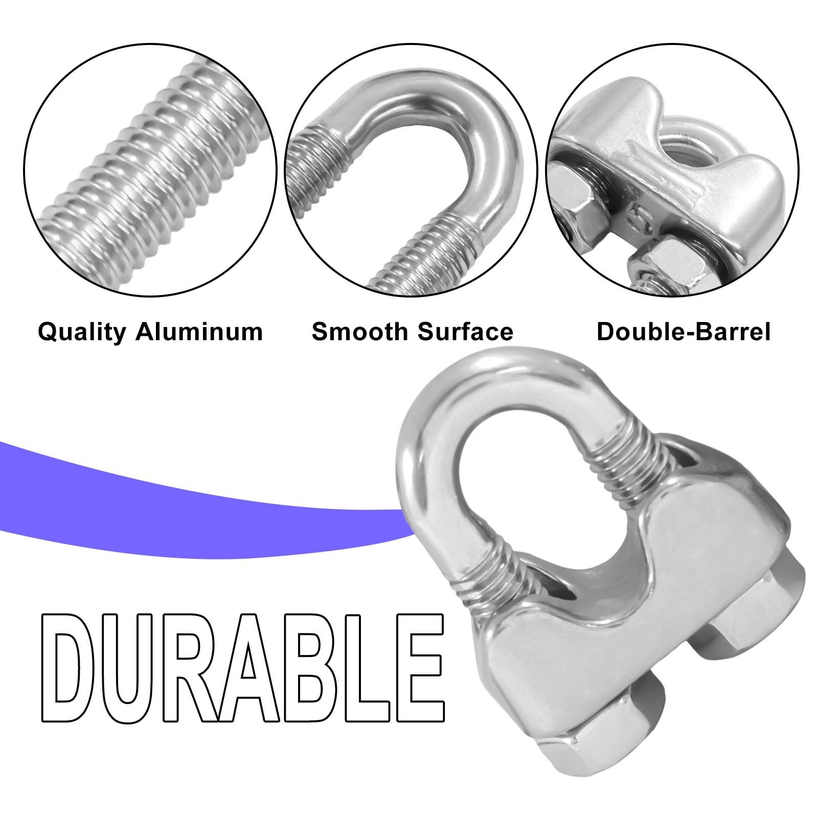 Cionyce 12 Pack 304 Stainless Steel M5 3/16″ Wire Rope Clamps