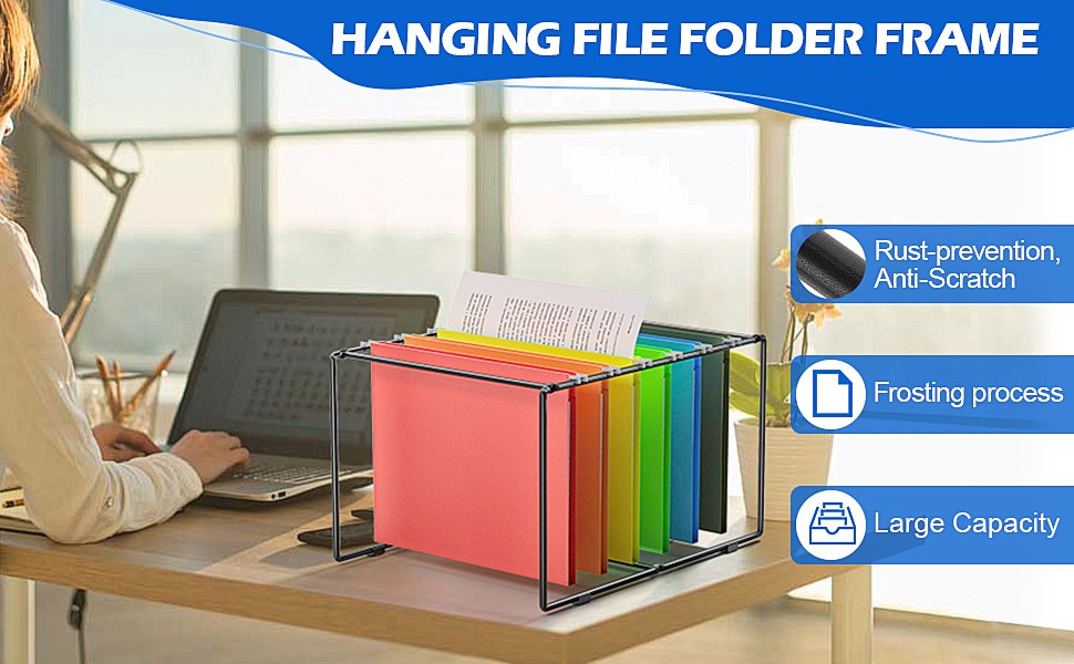 Legal/Letter Size Hanging File Folder Frame,9.45″ H Hanging Files Holder,Desk