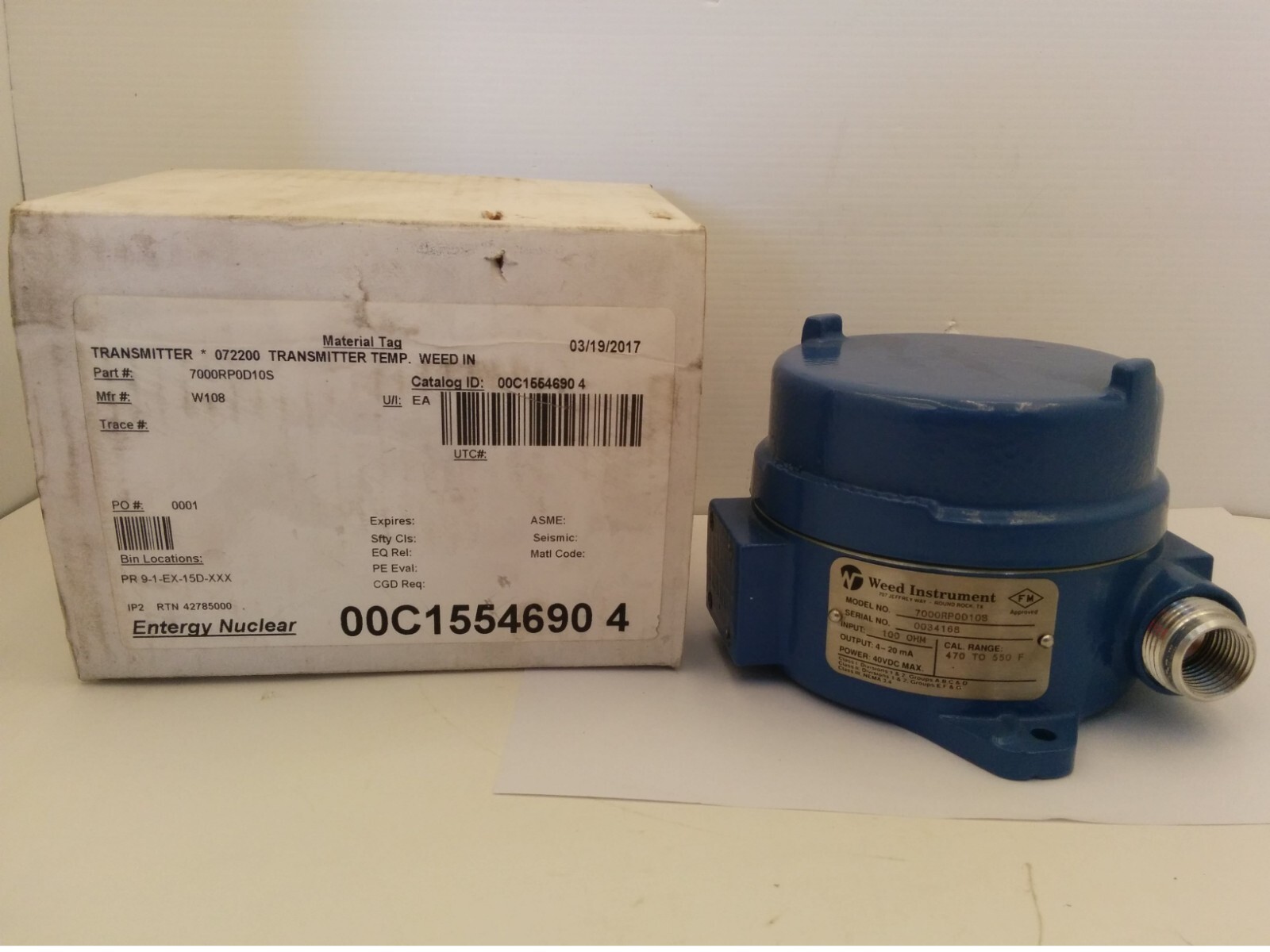 WEED INSTRUMENTS 7000RP0D10S TEMPERATURE TRANSMITTER, 100 OHM 40VDC, NIB
