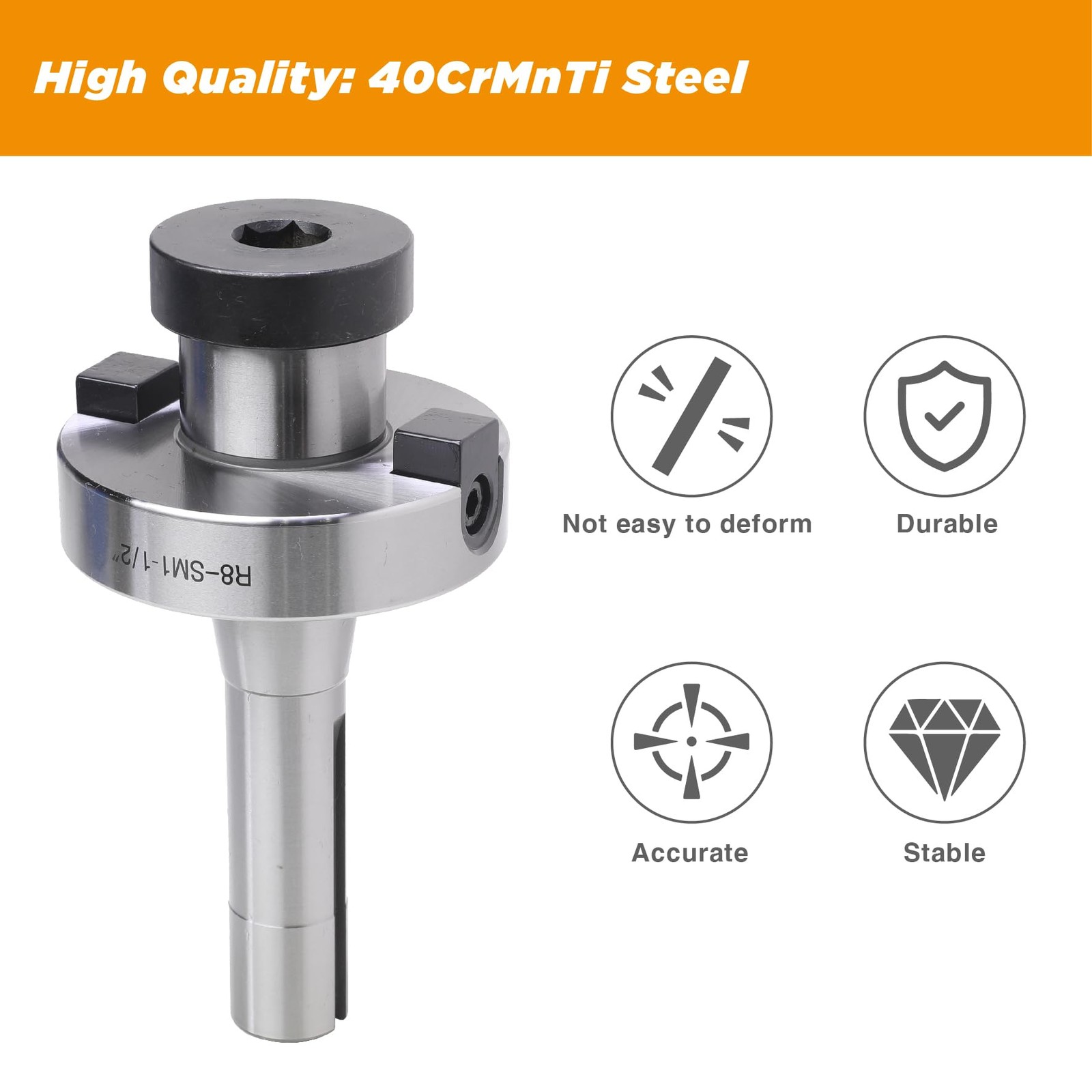 Jerax tools R8 Shank Shell Face Mill Arbor Adapter Holder, Arbor: 1-1/2”, Range:
