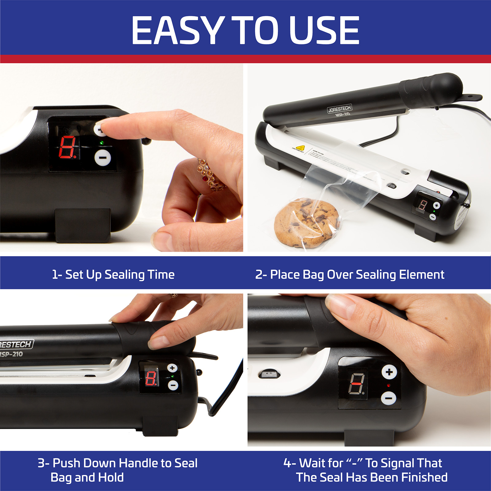 8″ Impulse Bag Sealer Digital Poly Bag 5mm Sealing Machine Heat Seal Closer