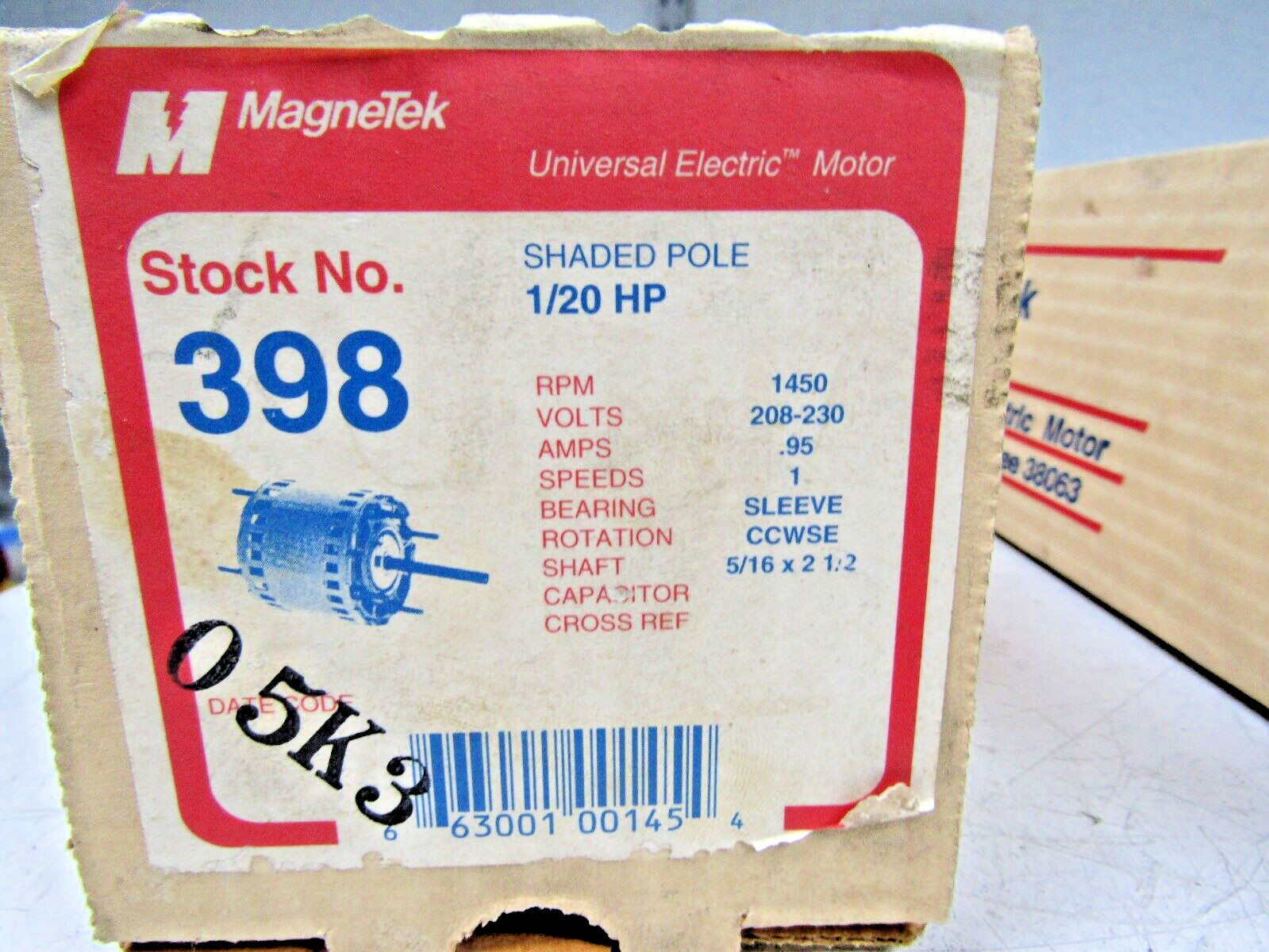 🔥NEW # 398 MAGNETEK 1/20 HP HVAC MOTOR 1Ø 208-230 VAC 1450 RPM CCWSE JA2R143N