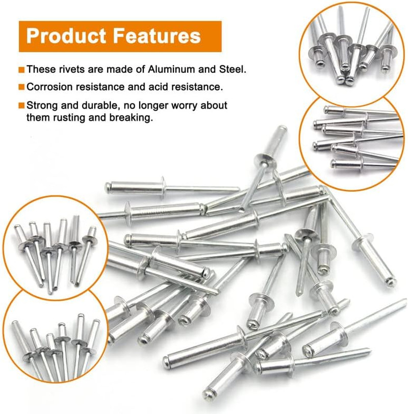100Pcs 5/32″ X 3/8″ Aluminum Blind Rivets, 4 X 10Mm Pop Rivets, Pack of 100 (Sil