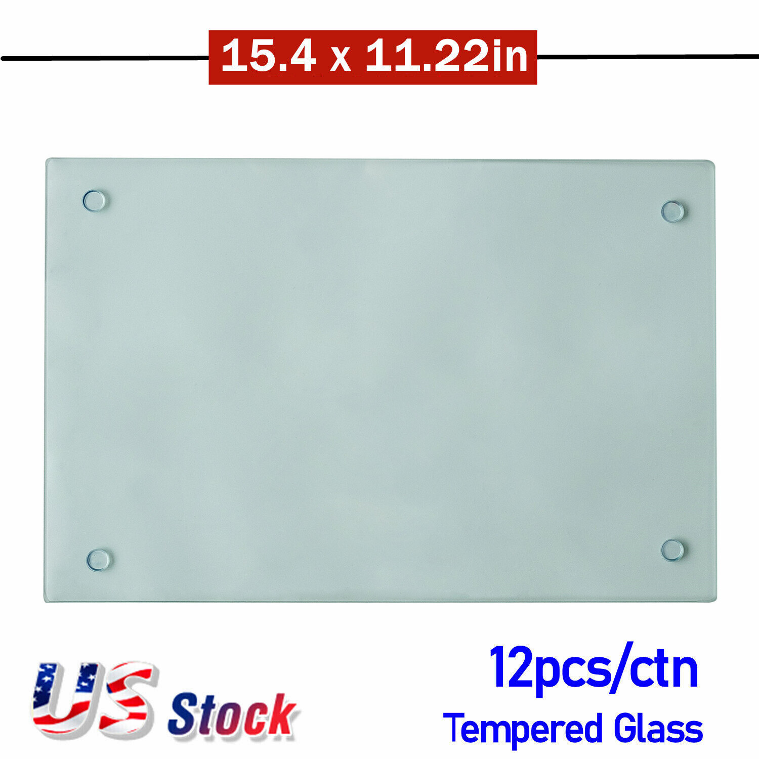 12pcs 15.4x11in White Rectangle Tempered Glass Cutting Board Sublimation Blanks
