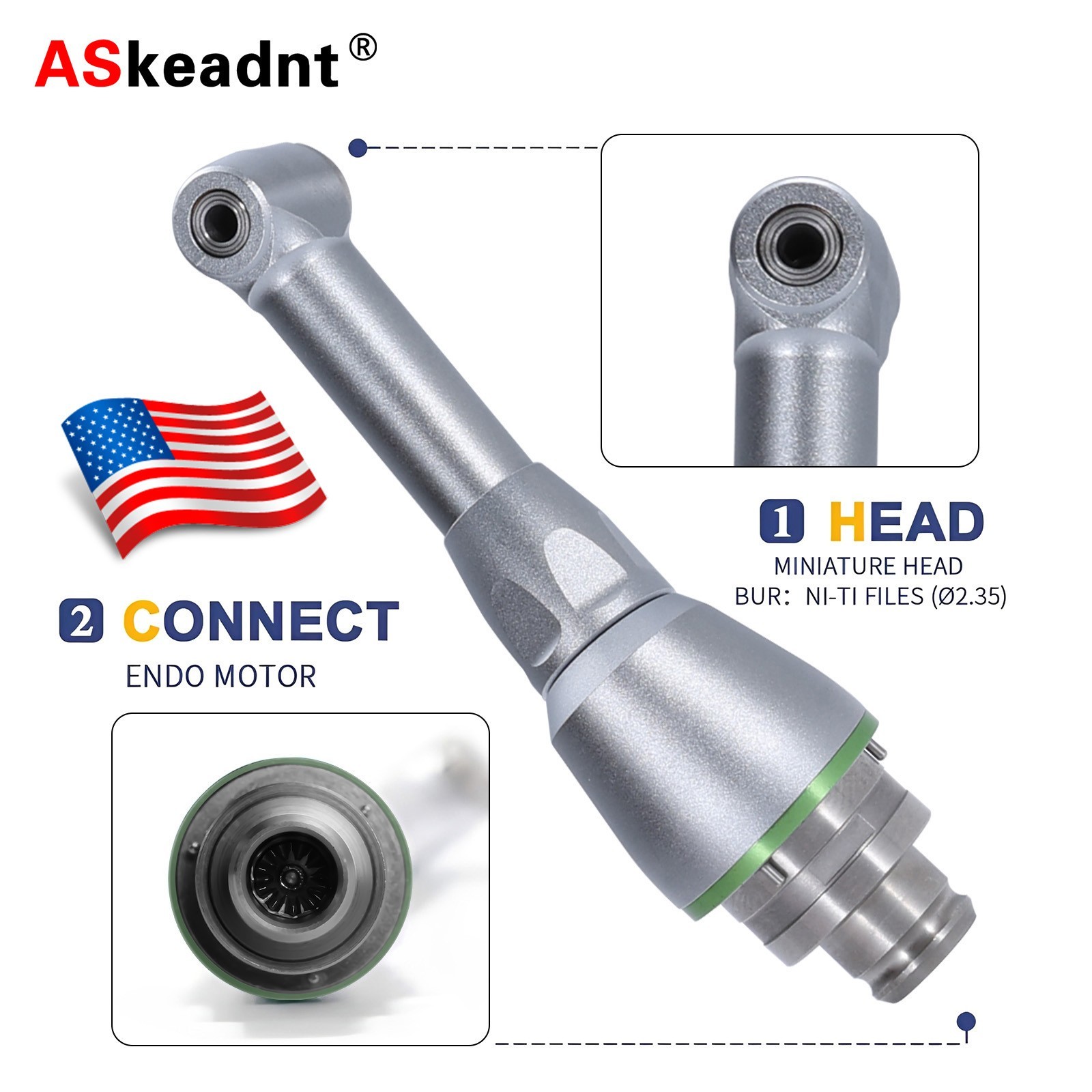 Dental 16:1 Reduction Contra Angle Head for Endodontic Motor Handpiece Push USA