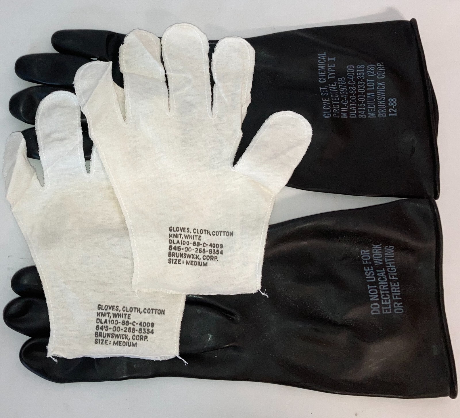 Pair Medium Brunswick Chemical Protection Gloves + Cotton Liners – Free Shipping