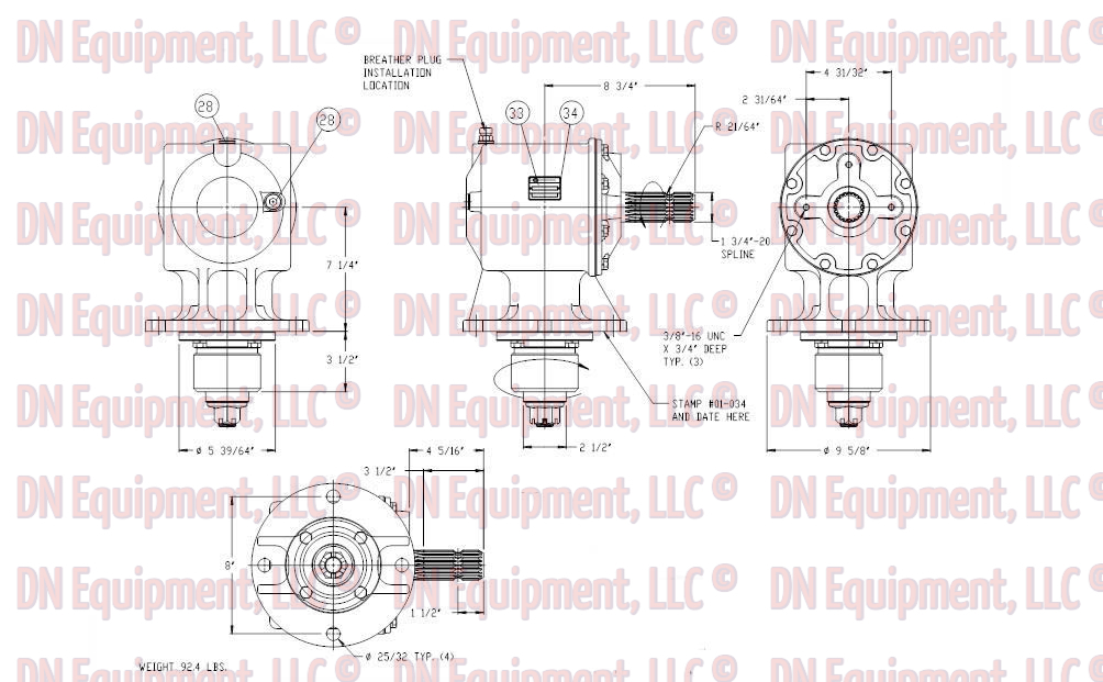 International Side Gearbox for Super 8′ & 10′ Rotary Cutters