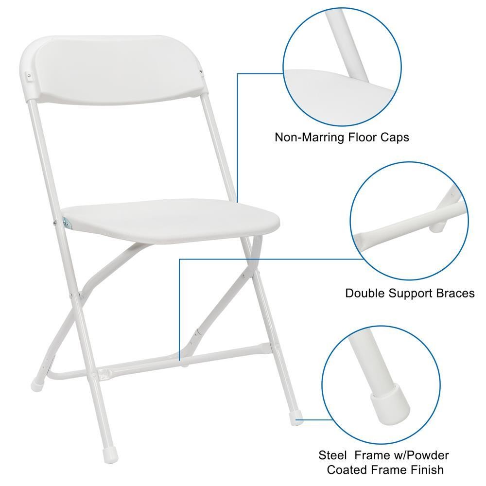 12 Pcs White Plastic Folding Chairs Stackable Wedding Party Dining Seats Garden