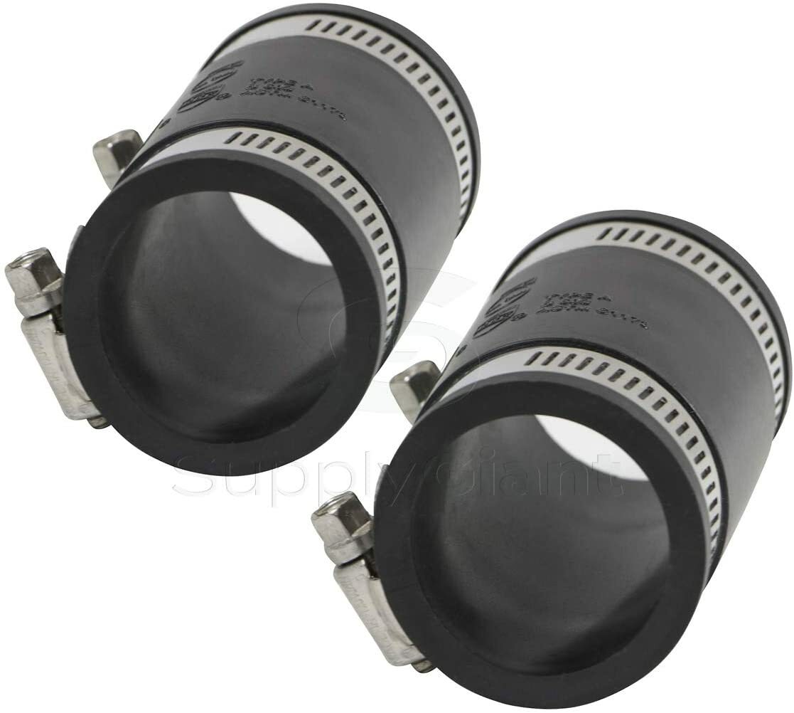 Flexible Pvc Coupling with Stainless Steel Clamps 1-1/4» inch, Black, pack of 2