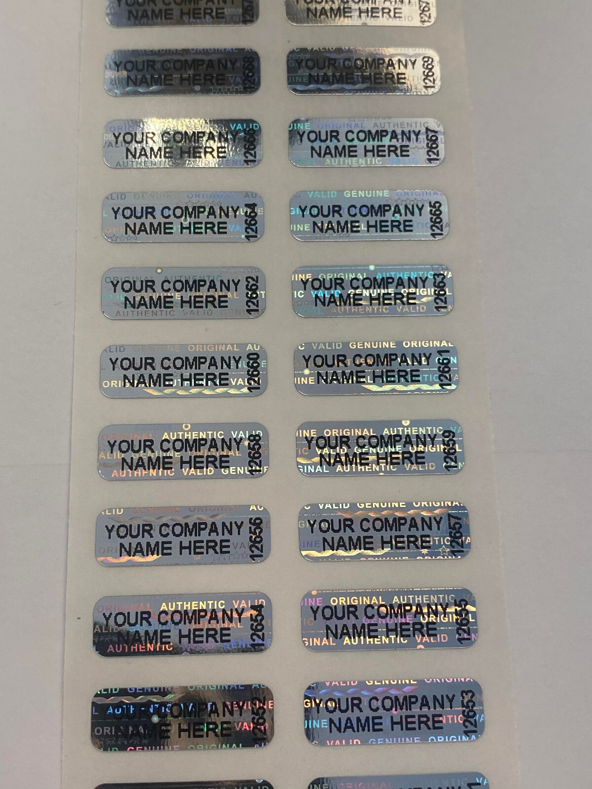 QTY 250 Small! Custom Printed Tamper Evident Security Void Hologram Labels