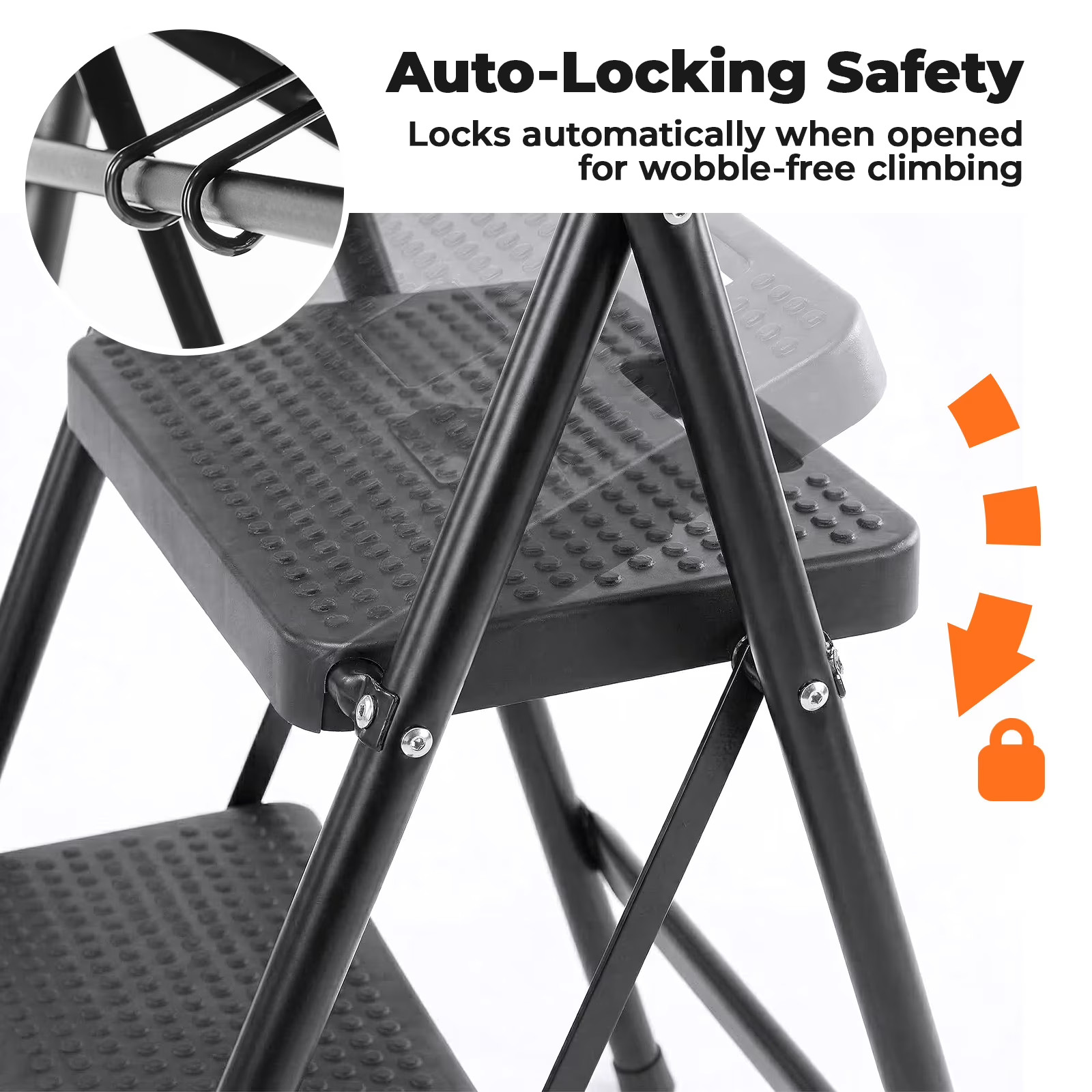 Heavy Duty Foldable 3 Step Stool Ladder Anti-Slip Pedal for Home Kitchen Access