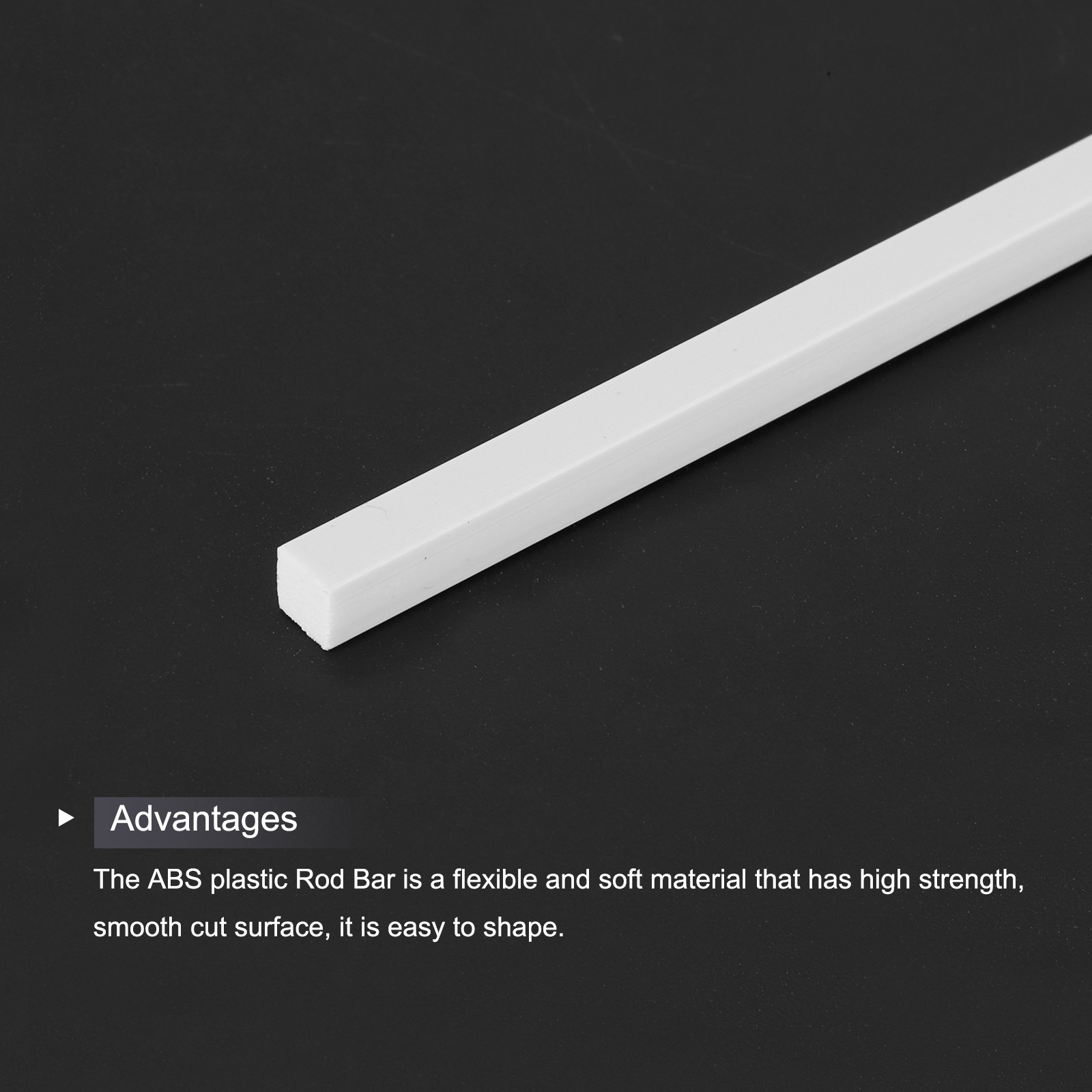 10Pcs ABS Plastic Rod Square Solid Bar 1/4″ x 10″ White Smooth Plastic Tube Rod
