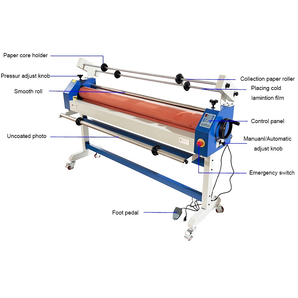 51in Semi-auto Cold Laminator Cold Roll Laminating Machine withSelf-Removing110V