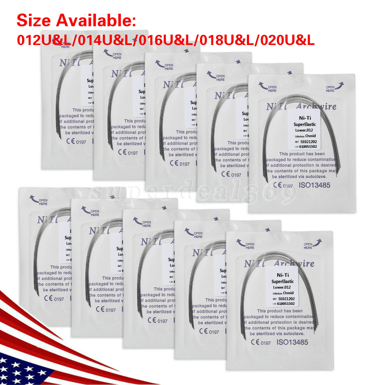 10 bags Dental Orthodontic Super Elastic Niti Round Arch Wires Ovoid Form USA