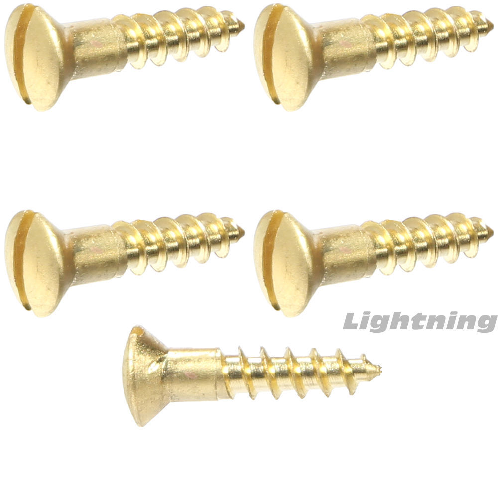 #4 x 7/8″ Solid Brass Wood Screws Oval Head Slotted Drive Quantity 100
