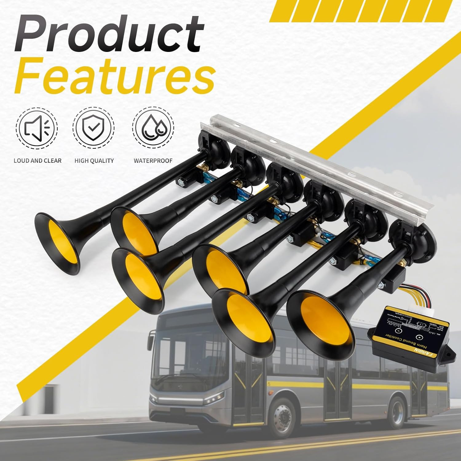 36 Melodies Musical Air Horn 178Db for Trucks, Buses & Heavy Vehicles