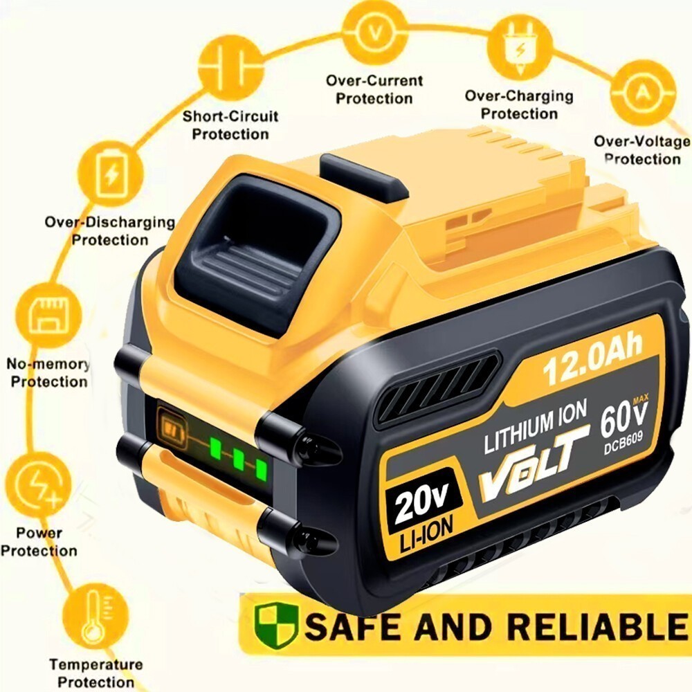 2Pack 12.0AH DCB609-2 For DEWALT DCB206 20V/60V MAX FLEXVOLT Lithium-Ion Battery