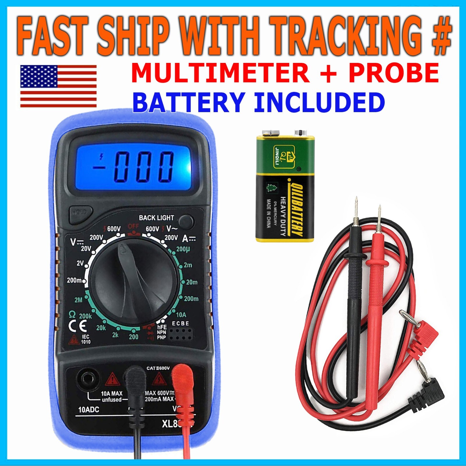 Digital Multimeter AC DC Voltmeter Ammeter Ohmmeter Volt Tester Meter XL830L USA