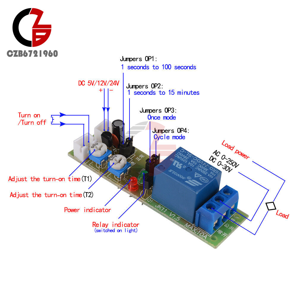 5V 12V 24V DC Infinite Cycle Delay Timer Relay Turn On-off Switch Loop Module