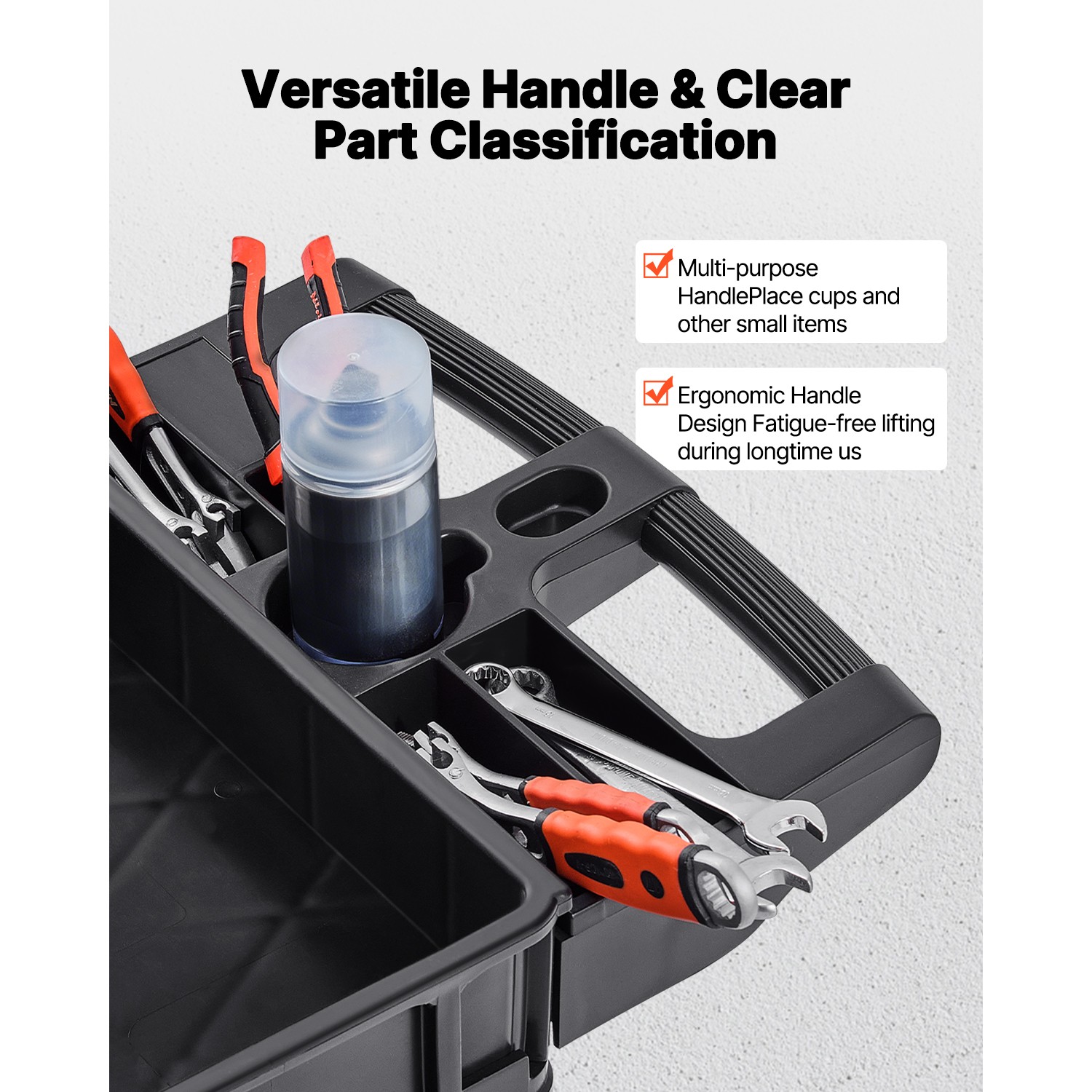 VEVOR Utility Service Cart 3 Shelf 550LBS 360° Swivel Wheels (2 with Brakes)