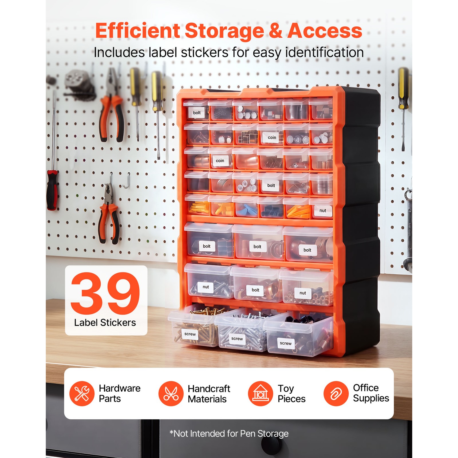 Uimoso 39-Drawer Plastic Storage Organizer Cabinet for Parts and Tools