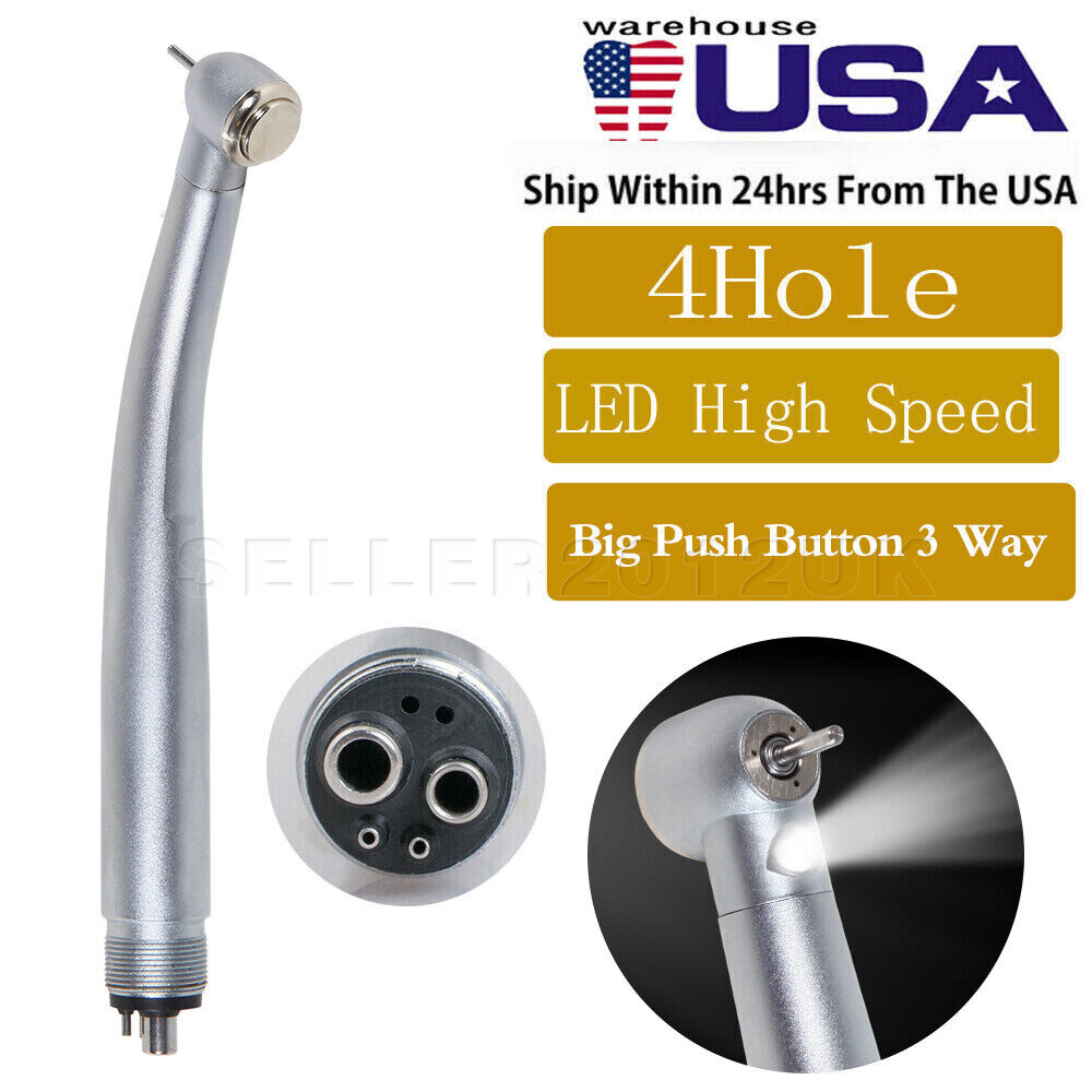 BURR LED Dental Turbina Fiber Optic High Speed E-generator Handpiece 4 Holes sw