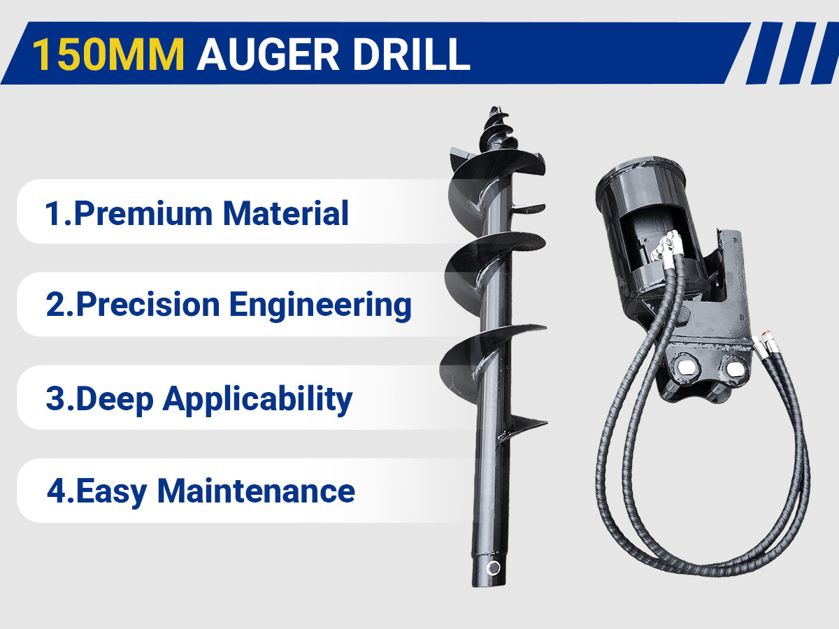 Free Ship 1.8Ton Mini Excavator Attachment 150mm Auger With Hose Drilling Tool