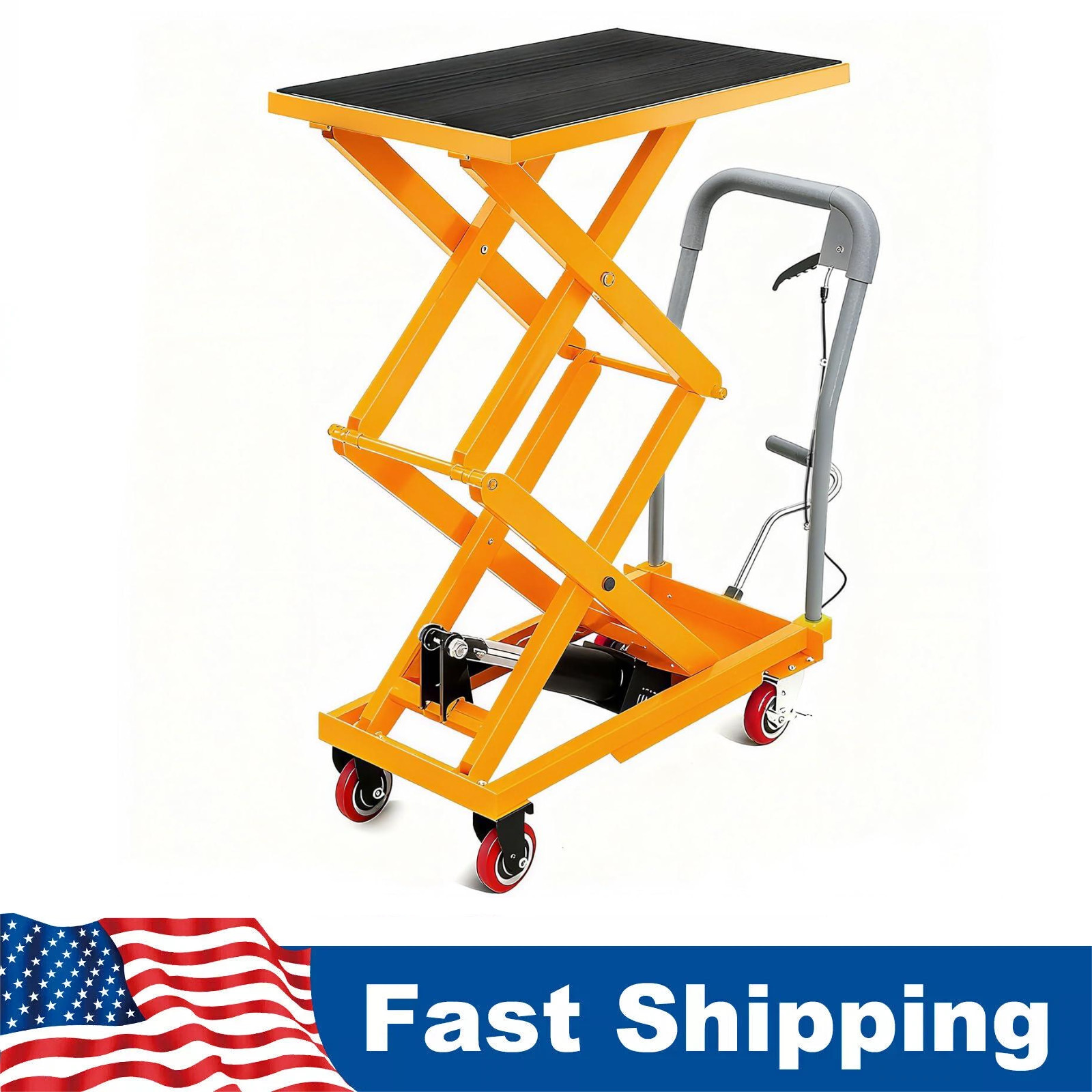 Manual Double Scissor Lift Table Hydraulic Lift Cart 330Lbs 50 Inch Lifting