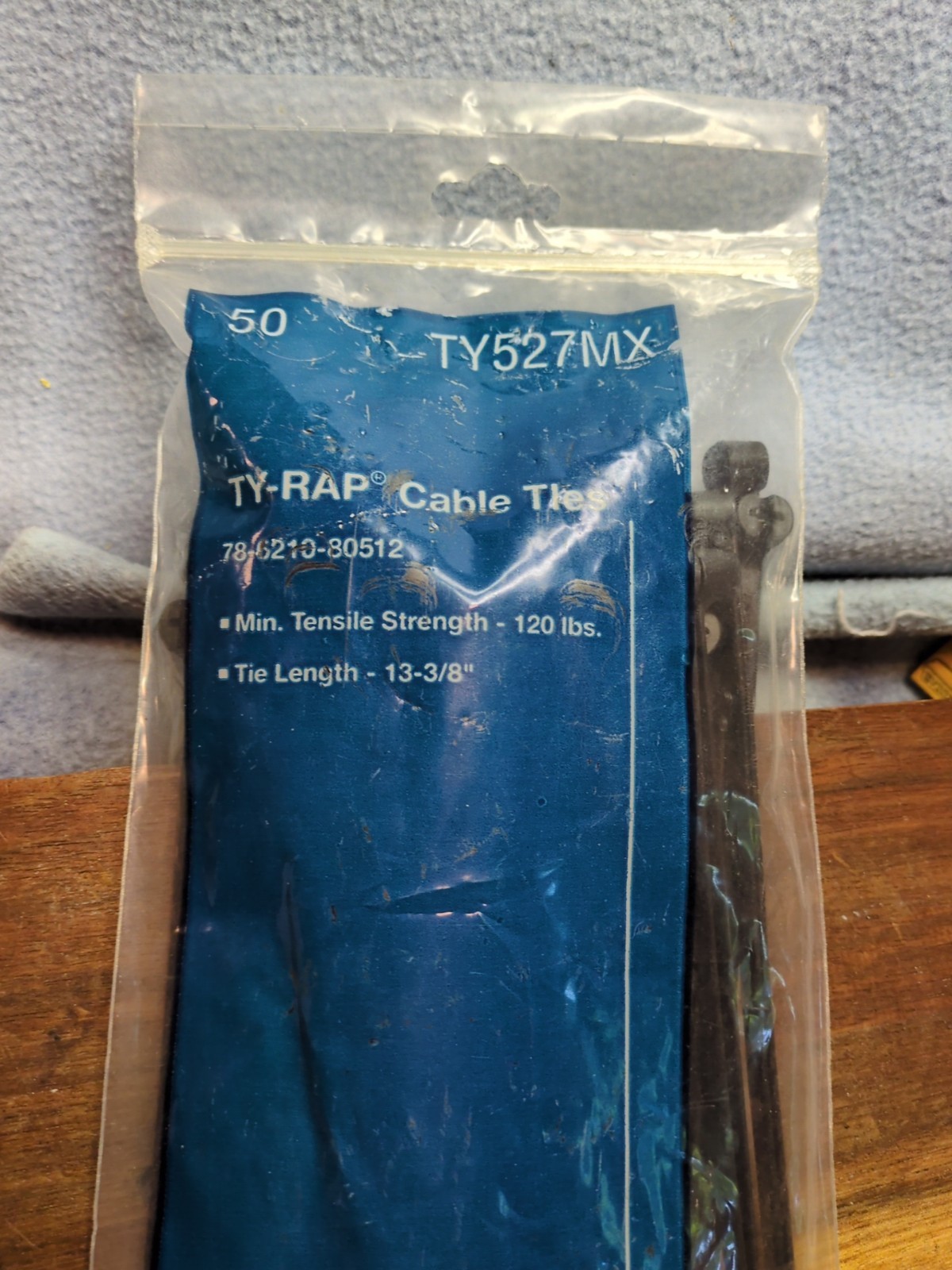 (50) Thomas & Betts Ty-Rap TY527MX 13-3/8 Inches 120lb Black Cable Ties NOS