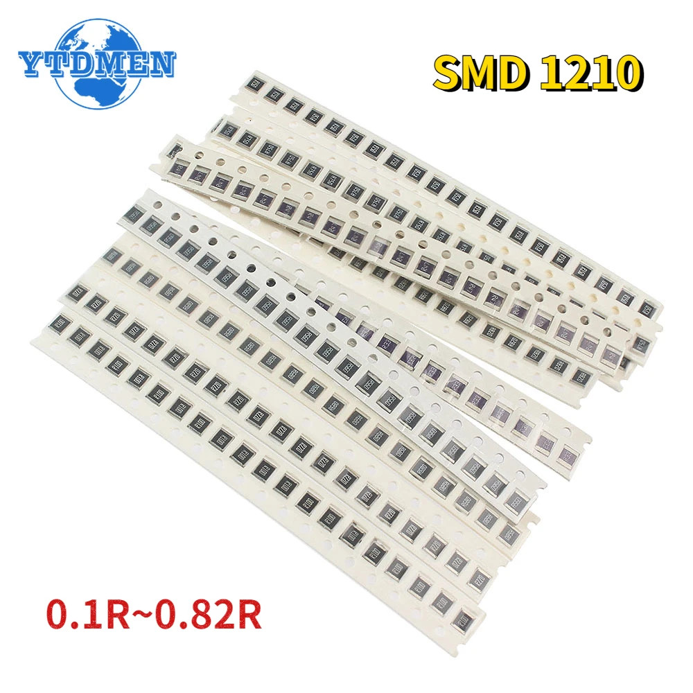 200PCS 1210 SMD Resistor Kit 0.1Ω-0.82Ω 1% Alloy 10 Values Assorted Set Pack