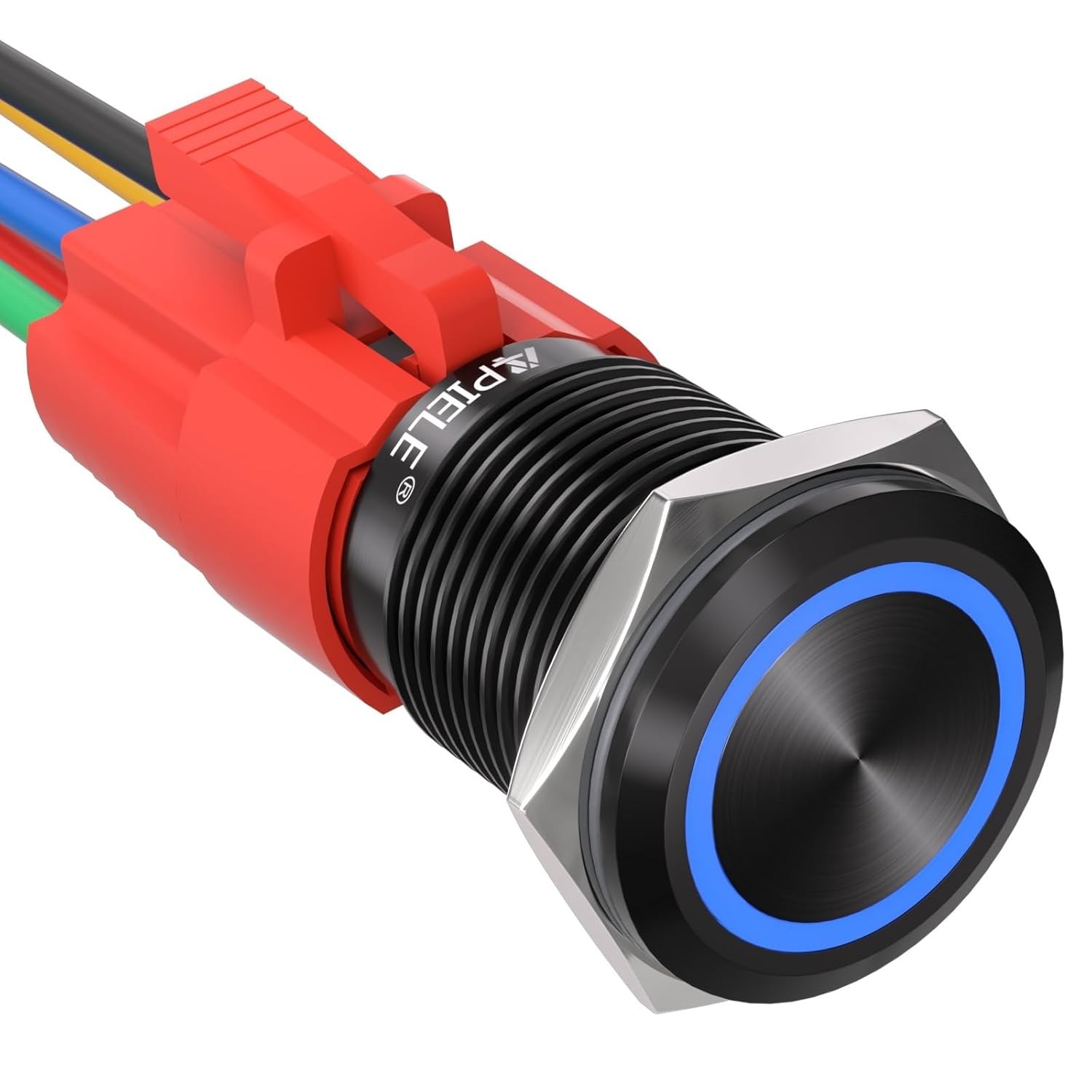 16mm Latching Push Button Switch 12V DC On Off Black Shell with LED Angel Eye