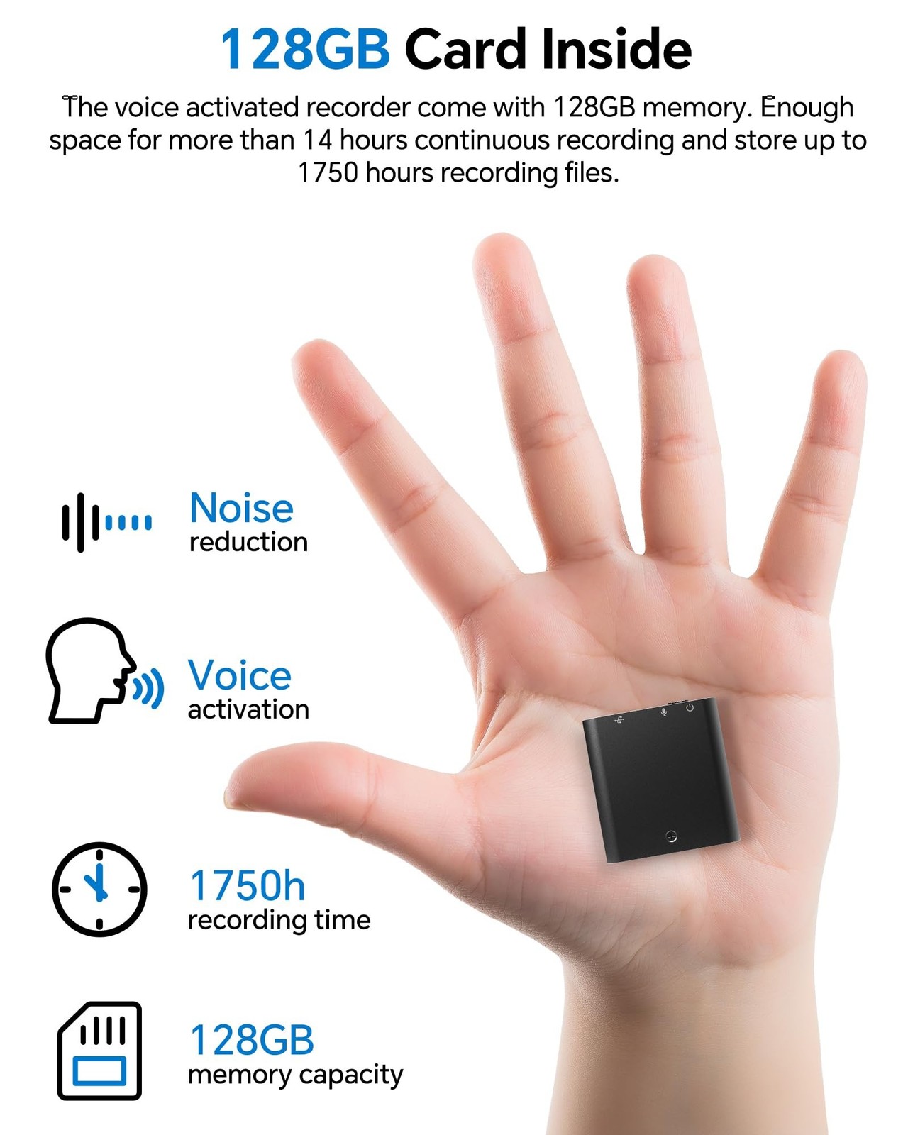yvn 128GB Digital Voice Recorder – Voice Activated Recorder with Playback, Au…