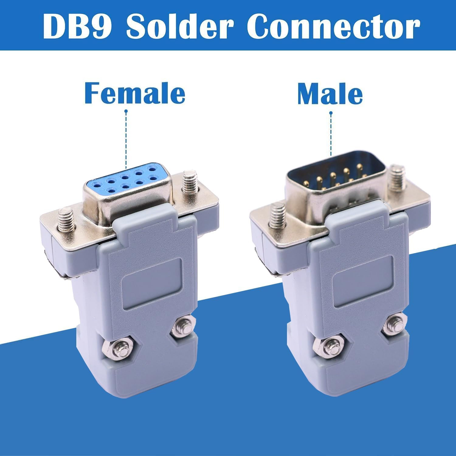 18Pack DB9 Connector Adapter Kit, 9 Pin D-SUB Male/Female Solder Cup Connectors,