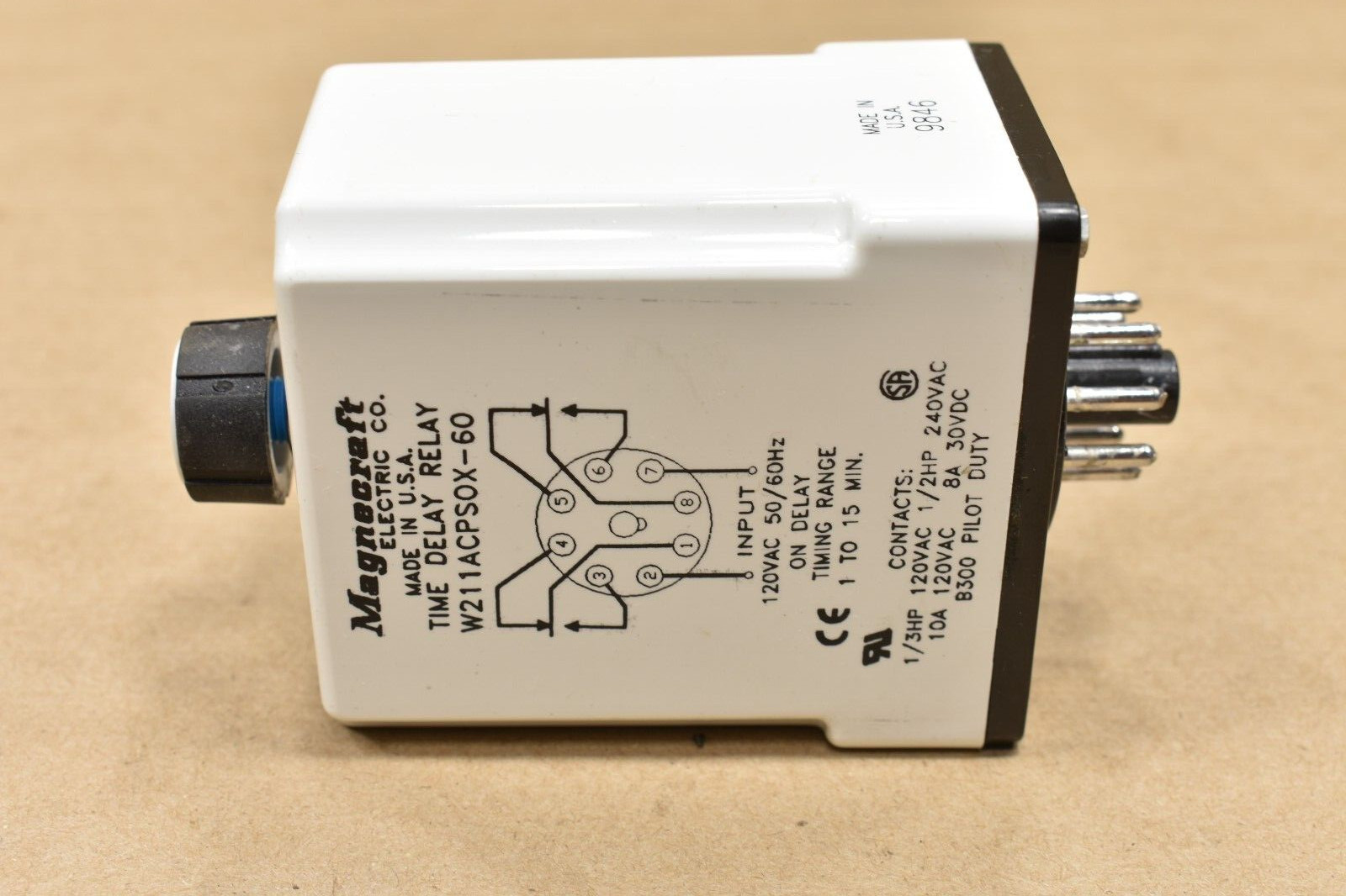 Magnecraft W211ACPSOX-60 Plug-in Time Delay Relay 1-15 Min 10A Coil 120V 50/60Hz