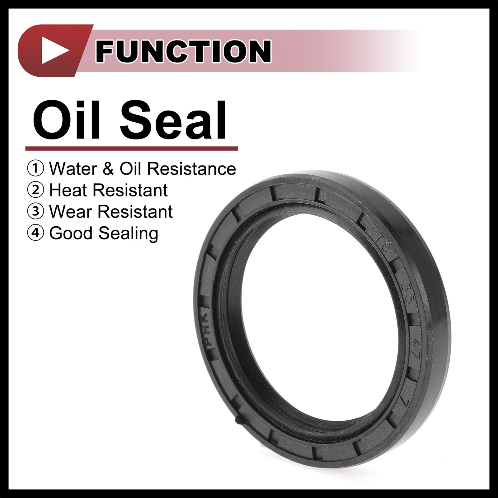 Rotary Shaft Seal Oil Seal Nitrile 70 Durometer Rubber 35x47x7mm Black 5Pcs