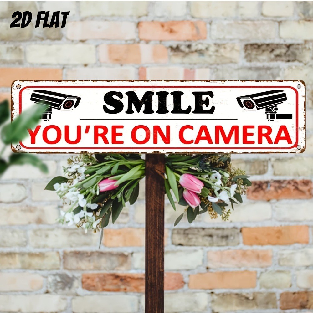 «YOU’RE ON CAMERA» Aluminum Wall Mount For Street Patio Shop Creative Home Decor