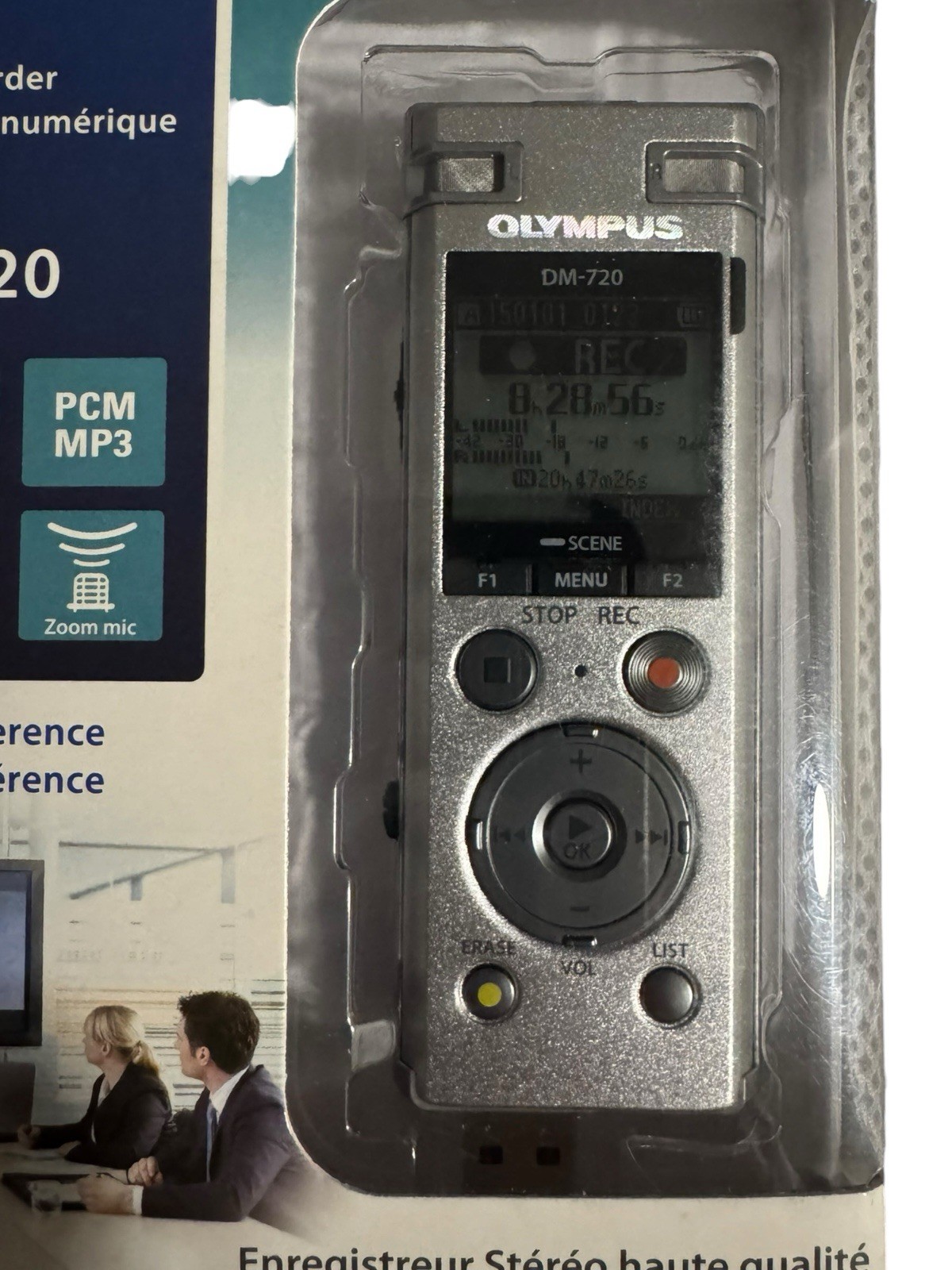 Olympus DM-720 Digital Voice Recorder 4GB USB Stereo Voice Activated Zoom Mic !!