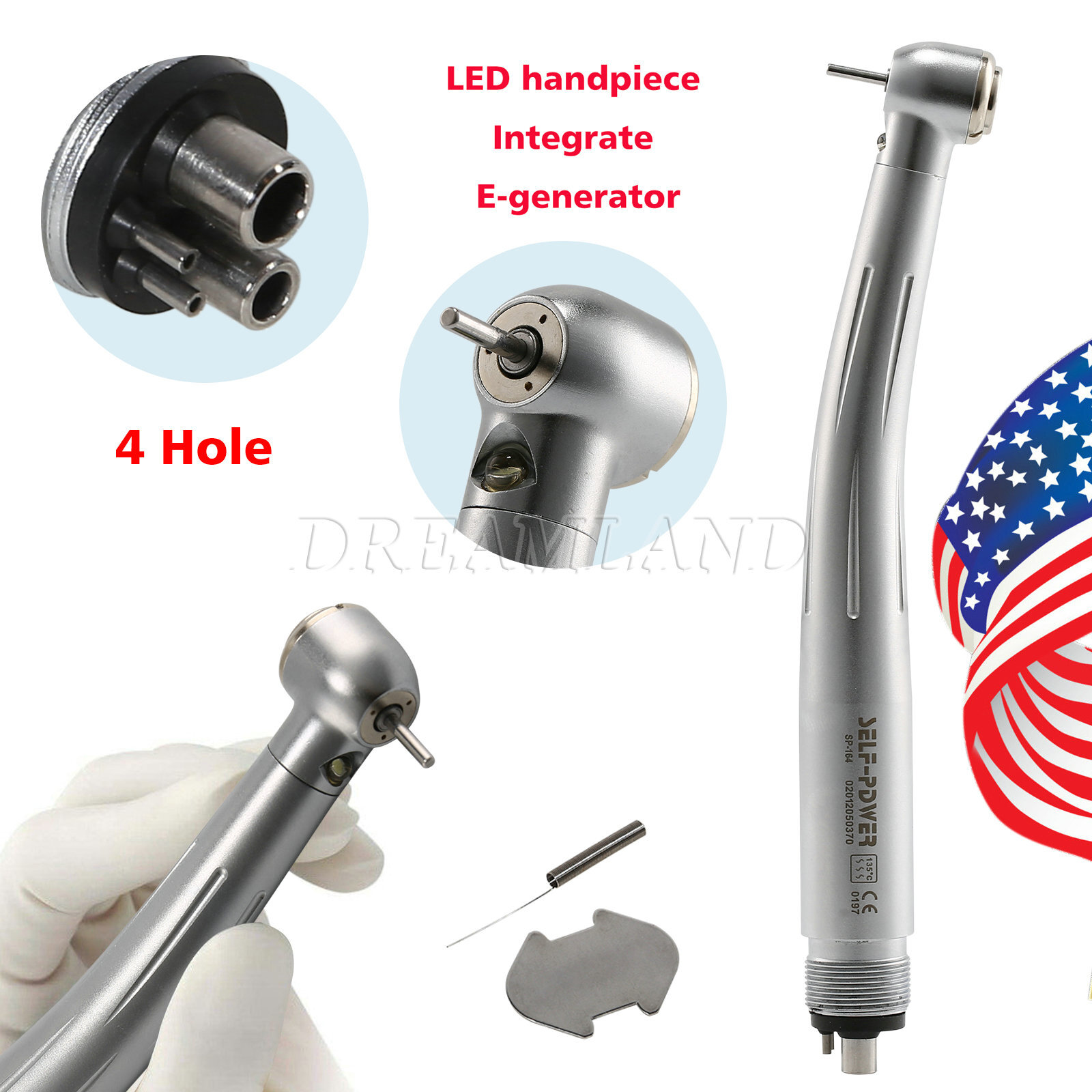 Dental Pana Max LED Self-Power E-generator Fiber Optic High Speed Handpiece USA