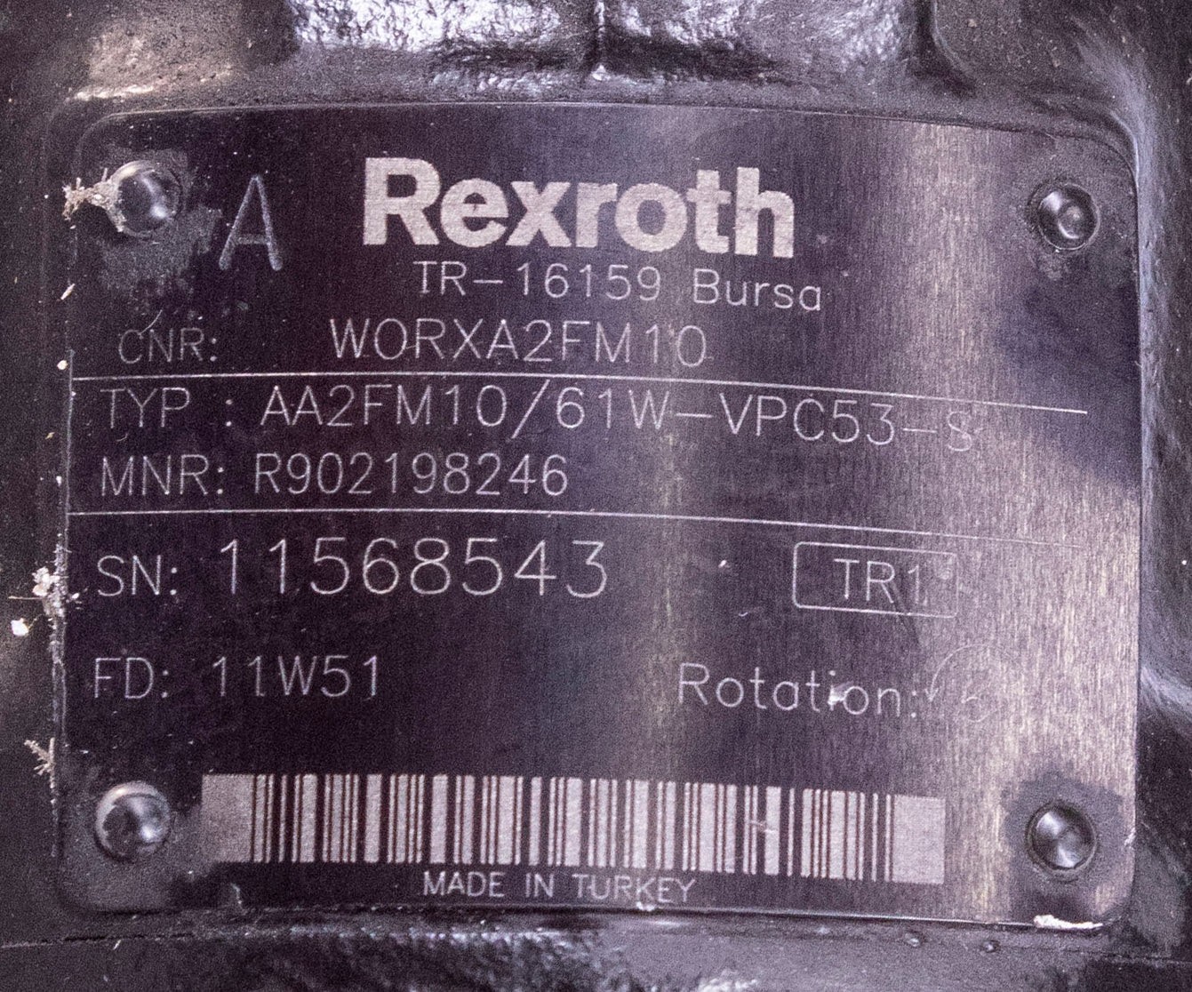 Rexroth R902198246 AA2FM10/61W-VPC53-S Hydraulic Motor